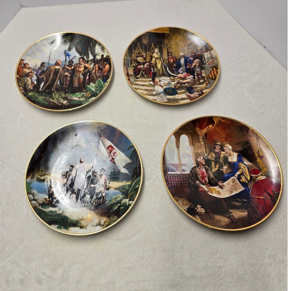 W.S. George Columbus Discovers America 500th Anniversary‎ Plates Set of 4 1992